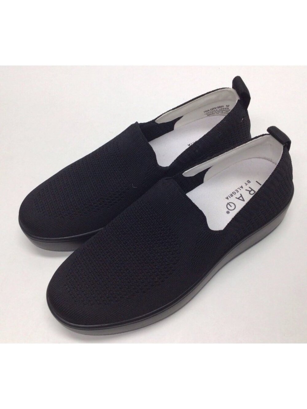 Alegria Traq Women’s Black Fabric Slip on Sneaker Loafer Size 37 (US 7) NEW